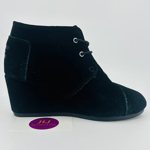 Toms Women's Desert Wedge Black Suede Ankle Booties 380815 Size 7 - Picture 7 of 11